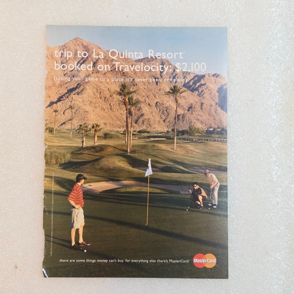 Vintage 2004 Mastercard Print Ad Golf Course La Quinta Resort Mountains 8x10.5